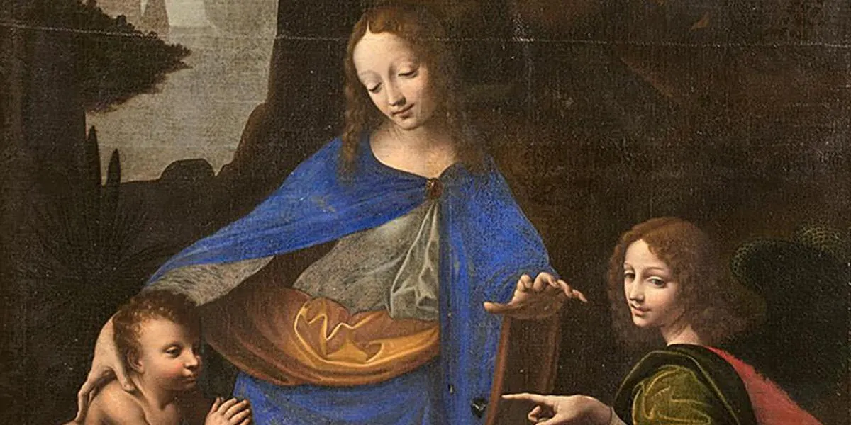 Französische Schule, um 1630, Nachfolger von Leonardo da Vinci, Felsgrottenmadonna, auf Originalleinwand, 172 x 117 cm. Foto © Tajan (Detail)