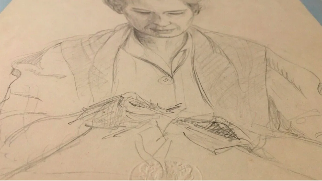 Pencil drawing of a woman is thought to perhaps be by Queen Elizabeth II. Photo: William George