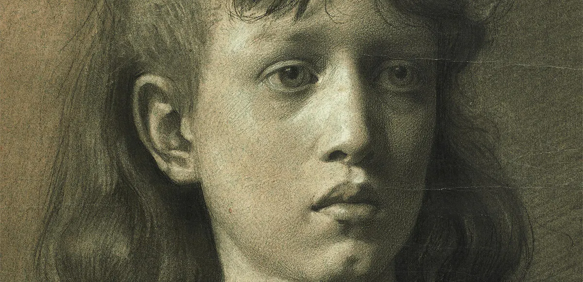 Gustav Klimt (1862 Baumgarten bei Wien - 1918 Wien), Bildnis eines jungen Mädchens, 1879, Kreide/Papier, signiert und datiert, 35,7 x 25,8 cm. Foto © Kunstauktionshaus Schlosser (Detail)