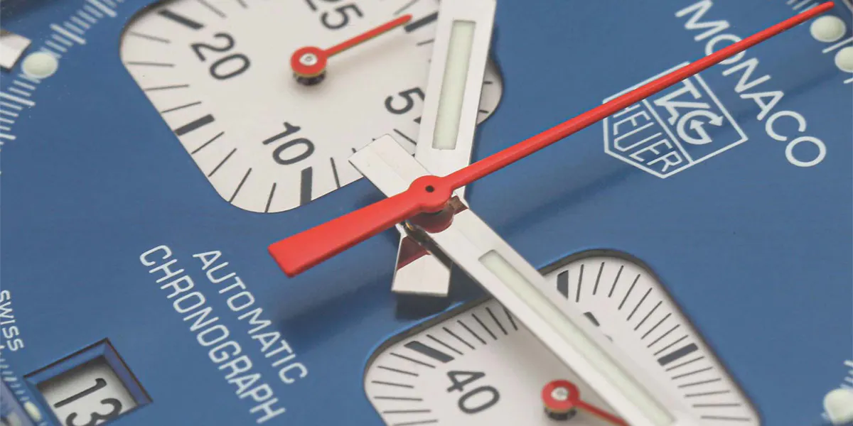 TAG Heuer "Monaco"-Chronograph "Steve McQueen" aus Edelstahl, Ref. CW211, ca. 2010er Jahre. Foto © Eppli (Detail)