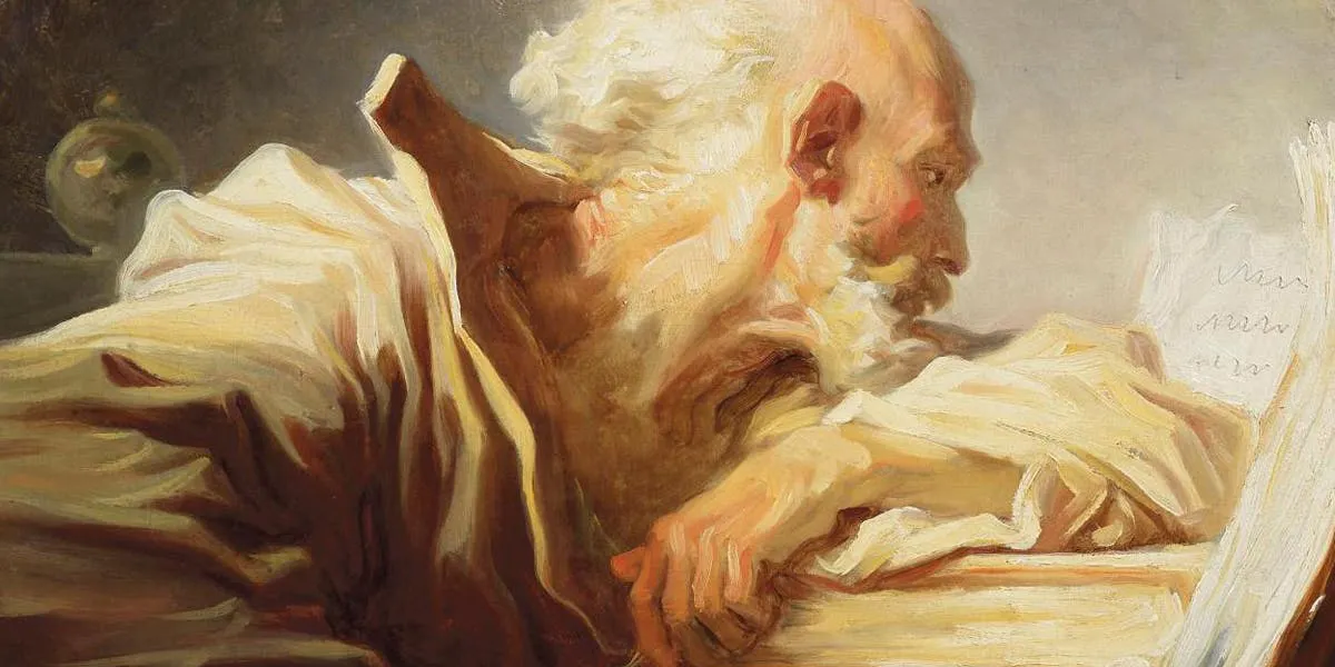 Jean-Honoré Fragonard (1732 - 1806), 'Un philosophe lisant' (Un filosofo che legge), tela ovale originale, 45,8 x 57 cm, nella sua cornice originale timbrata Chartier (particolare). Foto © Christian Baraja