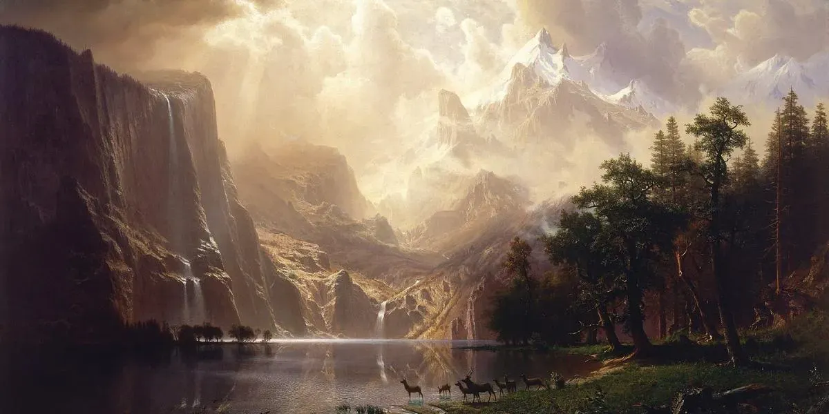 Albert Bierstadt, Among the Sierra Nevada, California (1868), Smithsonian American Art Museum, Washington, DC. Photo domaine public (détail)