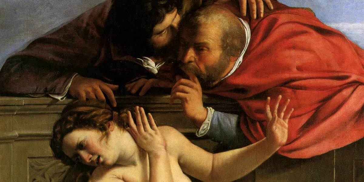 Artemisia Gentileschi, Suzanne et les vieillards (détail), 1610, château Weißenstein, Pommersfelden, image CCØ