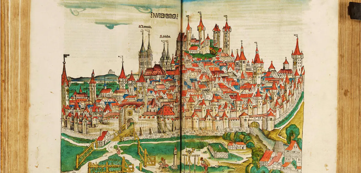 Die bedeutende Inkunabel "Liber chronicarum" von 1493 wird nach ihrem Verfasser Hartmann Schedel auch "Schedelsche Weltchronik" oder nach ihrem Erscheinungsort Nürnberg auch "Nürnberger Chronik" genannt | Foto: © Bonhams