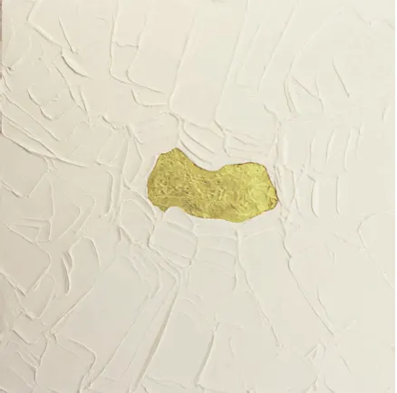 Aude Herlédan, Promised land, Techniques mixtes et laque sur toile, Feuille d’or 24 carats, 100 x 100 cm, 2017 © 1831ArtGallery