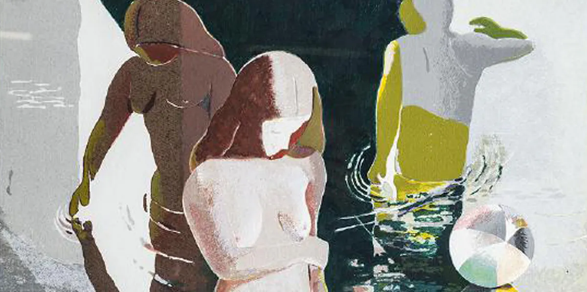 Ulf Gripenholm, 'Spegling', provtryck tempera, signerad, 81 x 62 cm. Foto: Handelslagret Auktionsservice (detalj)