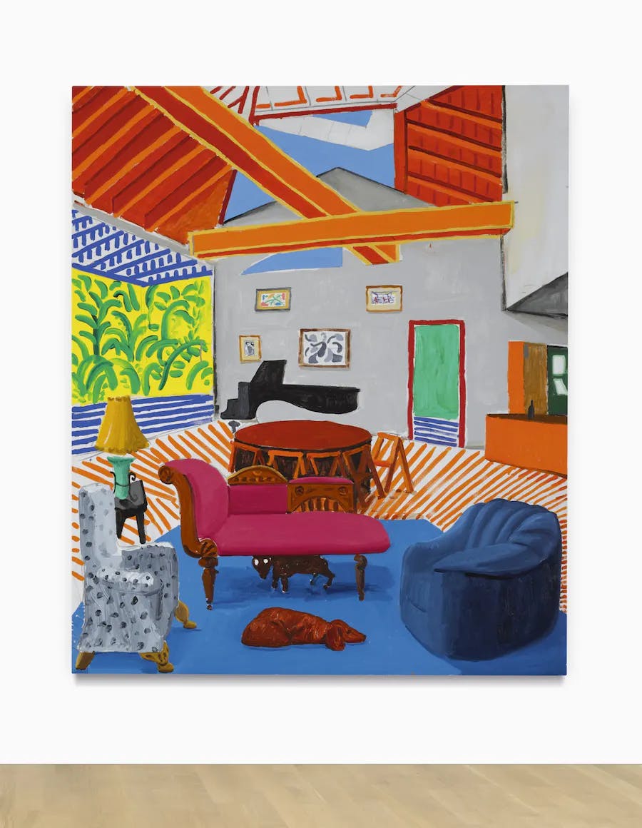 David Hockney (*1937), Montcalm Interoir with 2 Dogs, 1988, oil/canvas. Photo © Sotheby's