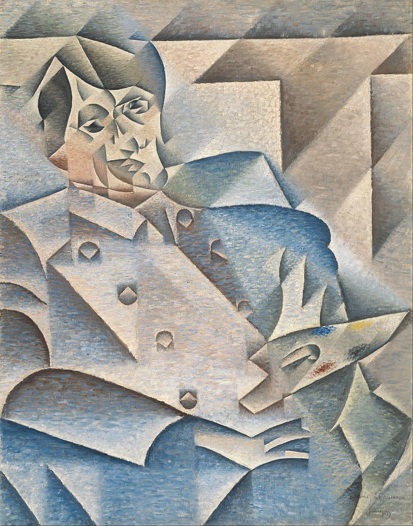 Juan Gris (1887-1927), Portrait of Pablo Picasso, 1912, oil on canvas, 93.3 x 74.4 cm. Public domain image