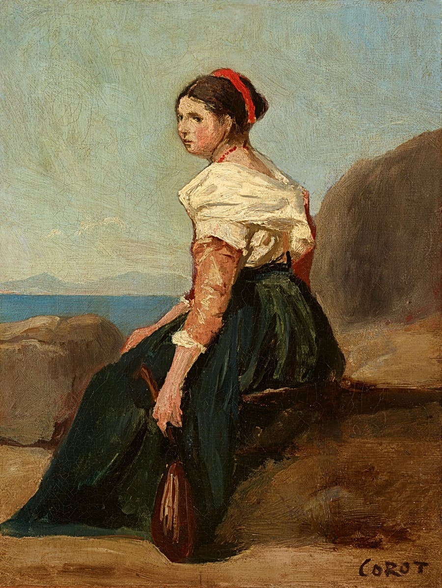 Jean-Baptiste Camille Corot (1796-1875), Jeune femme à la mandoline, óleo sobre lienzo, imagen © Lempertz