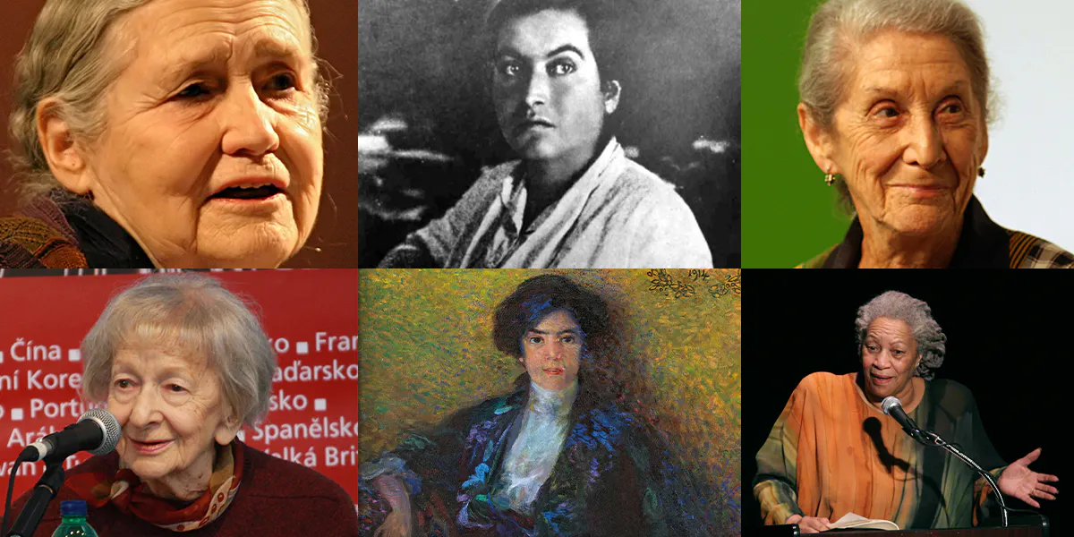 6 autrici Premio Nobel per la Letteratura. Dettagli delle immagini presenti nell'articolo.