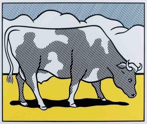 Roy Lichtenstein, ‘Cows Going Abstract’, 1980, offset lithograph. Photo: Alyes Auctions.