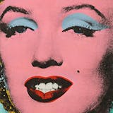 Andy Warhol (1928-1987), Shot Sage Blue Marilyn, 1964, acrylic and screenprint on ink on linen, 101.6 x 101.6 cm. Thomas and Doris Ammann Foundation. Image © Christie's (detail)