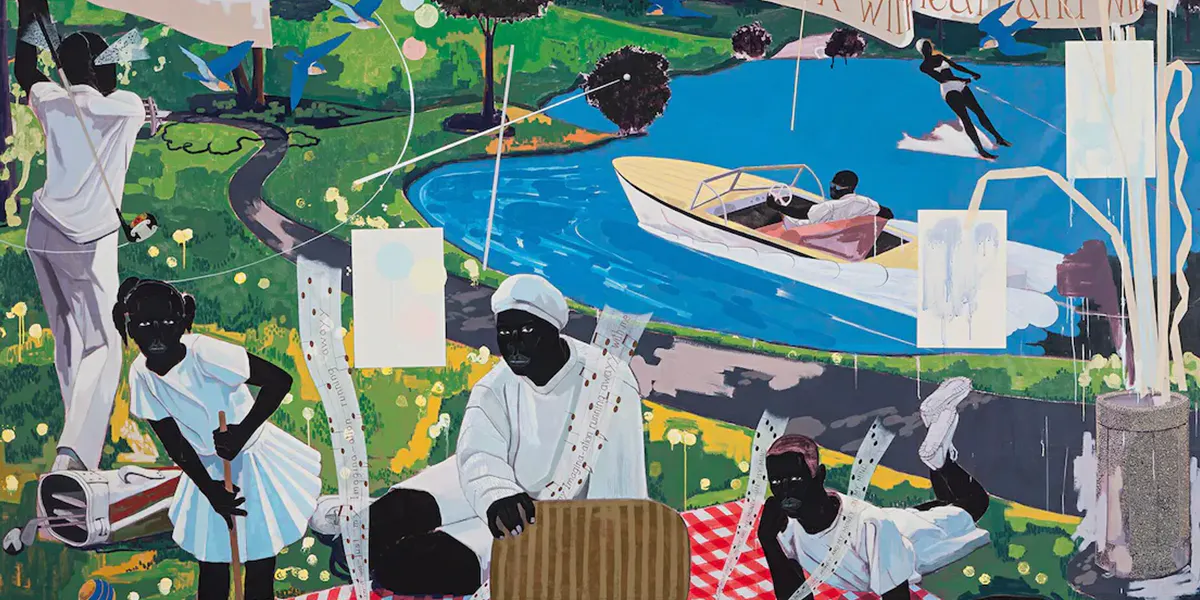 Kerry James Marshall, "Past Times", 1997, Acryl und Collage auf Lwd. Foto © Sotheby’s (Detail)