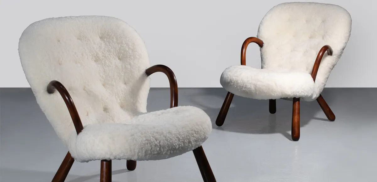 Philip Arctander (1916-1994), ett par stolar, ‘Clam Chair’, 1944. Foto: Artcurial 