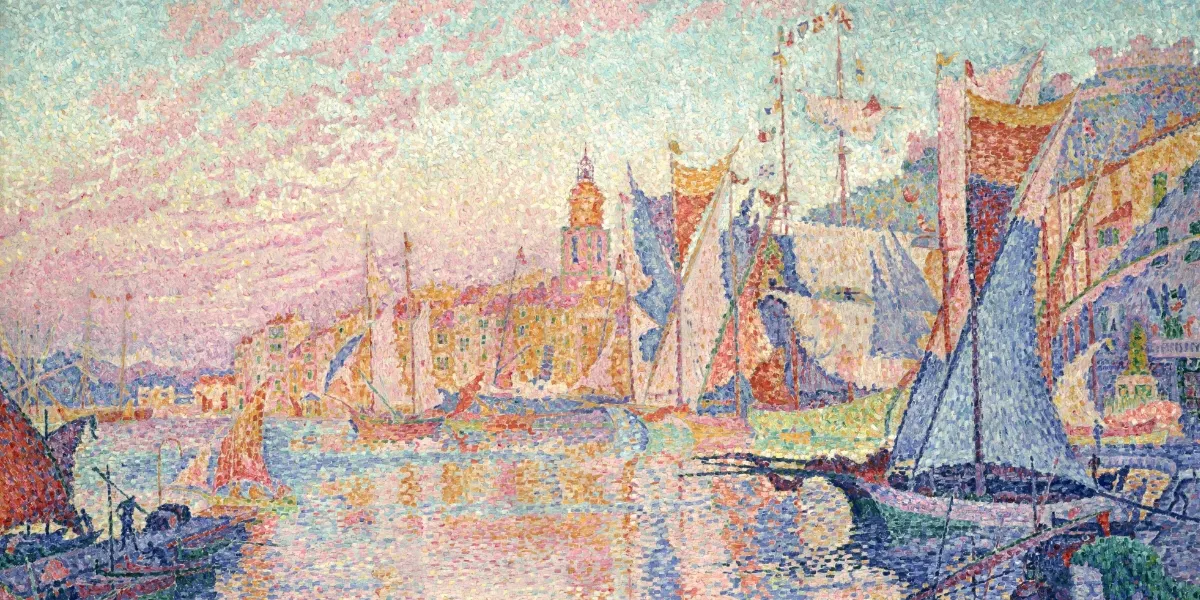 Paul Signac, Il Porto di Saint Tropez. 1901, olio su tela. Immagine di dominio pubblico (dettaglio)