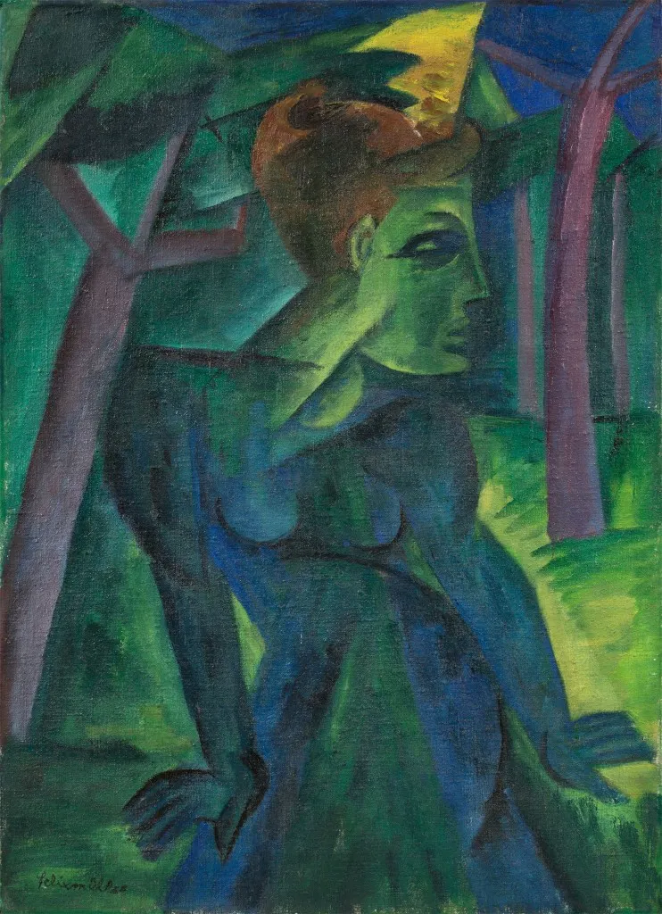 CONRAD FELIXMÜLLER. “Mujer en el bosque”. Firmado, titulado y numerado (1918)