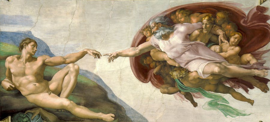 Michelangelo, Creation of Adam, 1512, fresco. Photo public domain