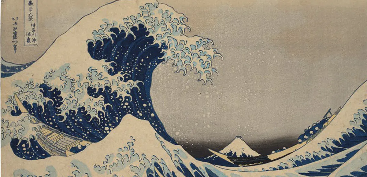 Katsushika Hokusai (1760-1849), Die große Welle vor Kanagawa aus der Serie 36 Ansichten des Berges Fuji, Ende 1831, Holzschnitt, signiert | Foto: © Christie's (Detail)