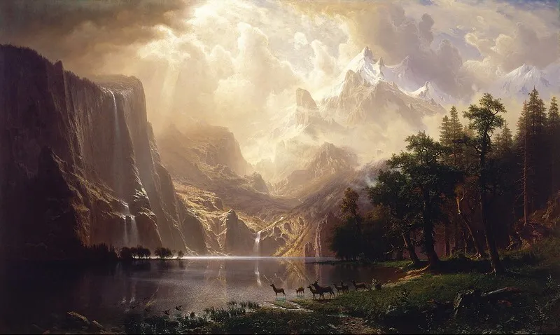 ALBERT BIERSTADT. "Among the Sierra Nevada, California". Óleo sobre lienzo (1868)