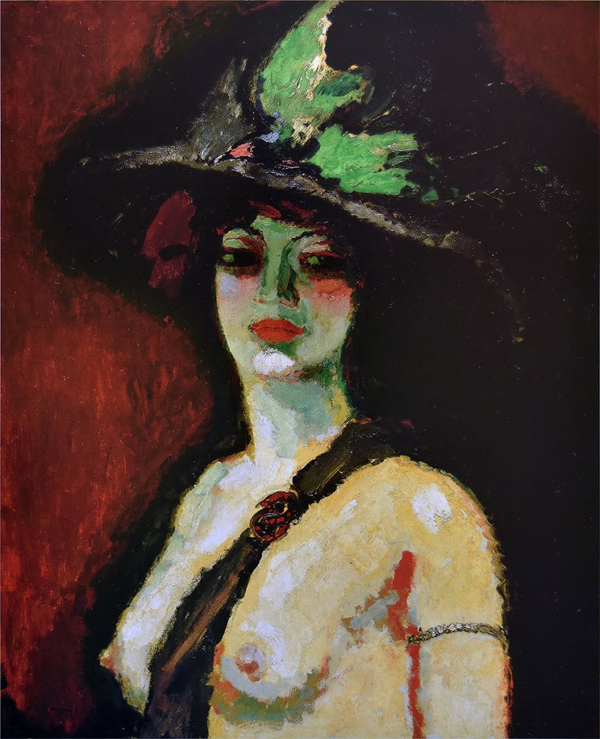Kees van Dongen, 1906, Femme au grand chapeau (Woman With a Large Hat), oil on canvas, 100 x 81 cm. Public domain image