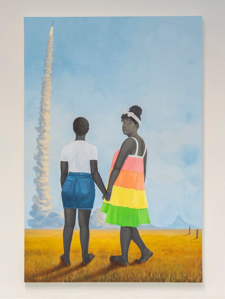 Planes, rockets, and the spaces in between, Amy Sherald. 2018, oil on canvas. Image: Baltimore Museum of Art