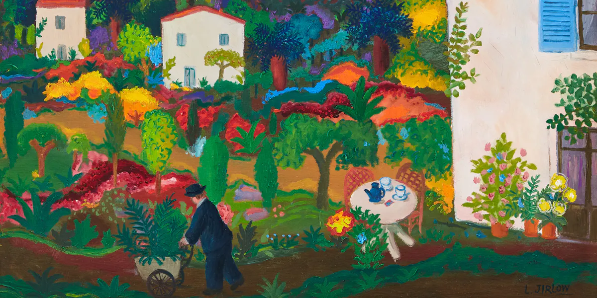 Lennart Jirlow (1936-2020), “Giardino in Provenza”, olio su tela, 54,5 x 65,5 cm. Foto © Uppsala Auktionskammare (dettaglio)