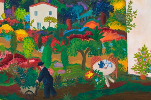 Lennart Jirlow (1936‑2020), ‘Trädgårdsmästare i Provence’, olja på duk, 54,5 x 65,5 cm. Foto © Uppsala Auktionskammare (detalj)
