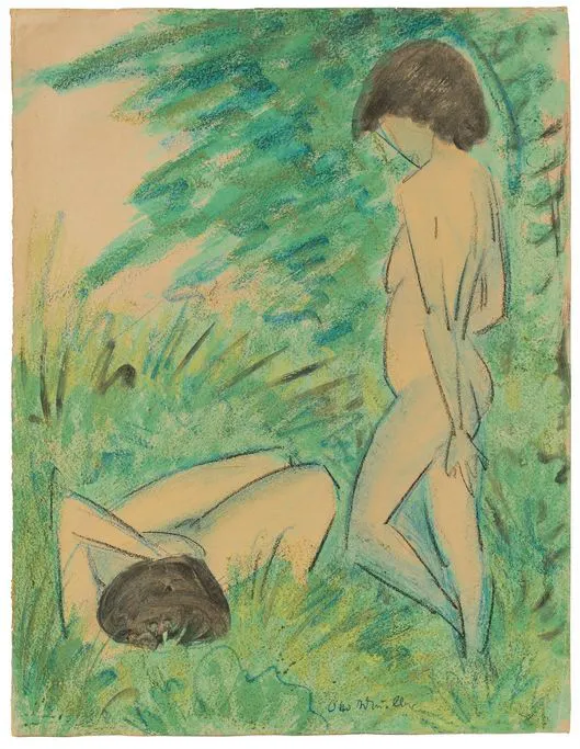 OTTO MUELLER. “Dos actos femeninos en el bosque”. Firmado