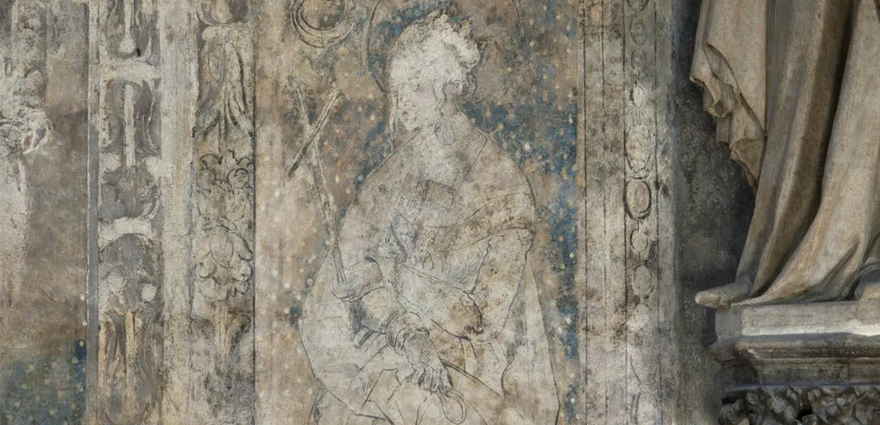 Détail du triptyque d'Albrecht Dürer, figure de Sainte-Marguerite, image © Irene Dworak, avec l'aimable autorisation de l'Autorité des monuments fédéraux d'Autriche, Vienne