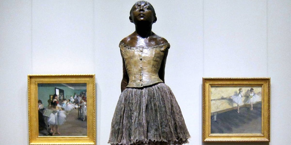 Edgar Degas, Little Dancer of Fourteen Years. Cast posthumously in 1922 from a mixed-media sculpture modeled c. 1879–1880, bronze. Image public domain
