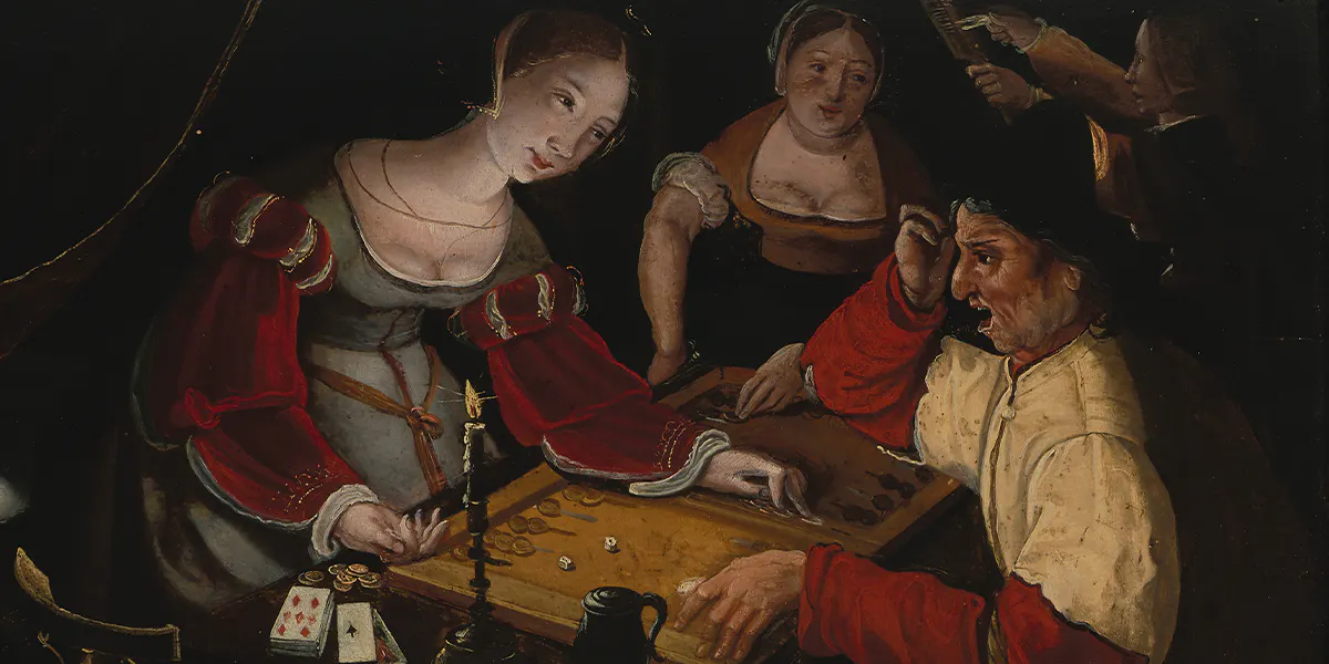 Tric-Trac-Spieler, Flandern, um 1530/40, Öl/Holz, 32,2 x 44,5 cm. Foto © Schuler Auktionen (Detail)