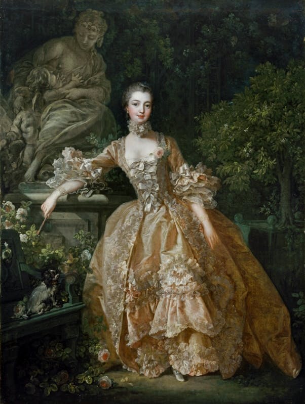 Madame de Pompadour i ”robe à la française”, porträtt av François Boucher, 1758. Foto: via Wikipedia