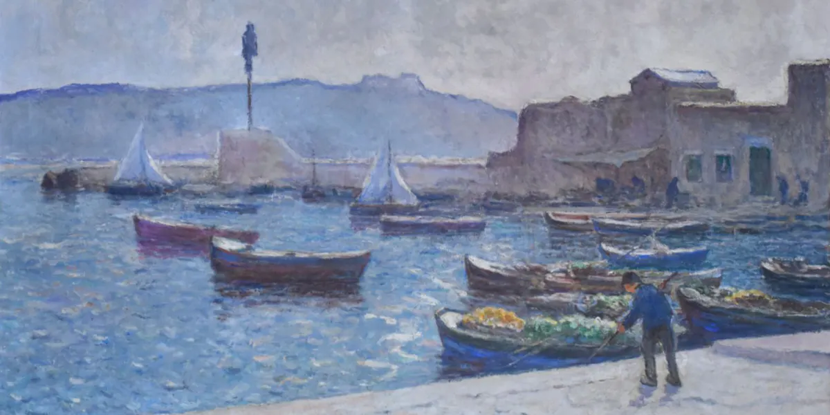 Anna Boch (1848-1936), Port Méditerranéen, huile sur toile signée en bas à droite (détail). Photo © MJV Soudant