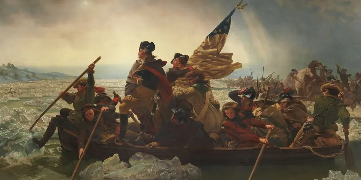 Emanuel Leutze, Washington Crossing the Delaware, 1851, huile sur toile. Image du domaine public (détail)
