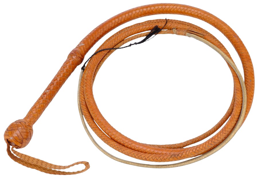 Frusta utilizzata per lo schermo in Indiana Jones e il Tempio Maledetto (1984). Stima: 120.000 - 240.000 dollari. Foto © Prop Store
