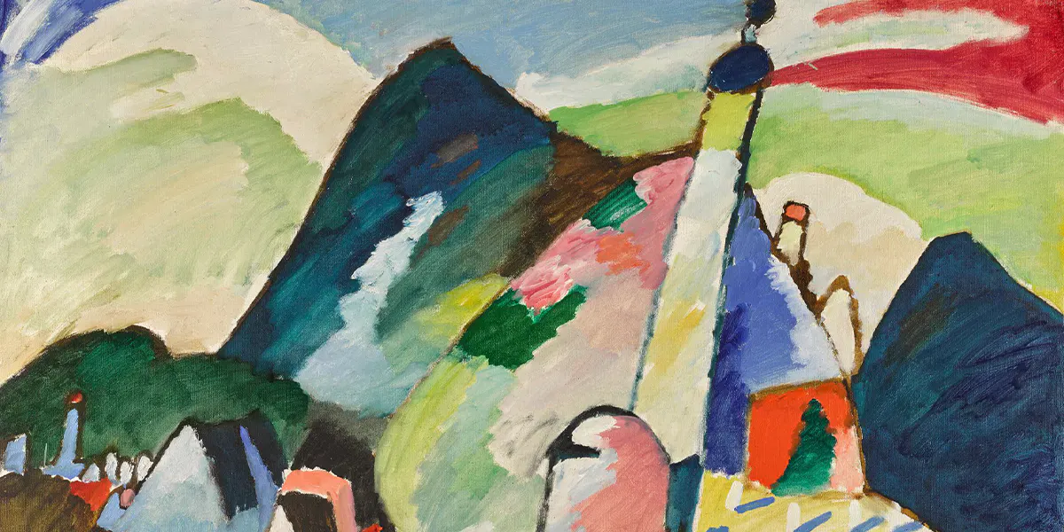 Wassily Kandinsky (1866-1944), Murnau with Church II, 1910, signed and dated, oil on canvas, 96 x 105.5 cm. Image © Sotheby's (detail)