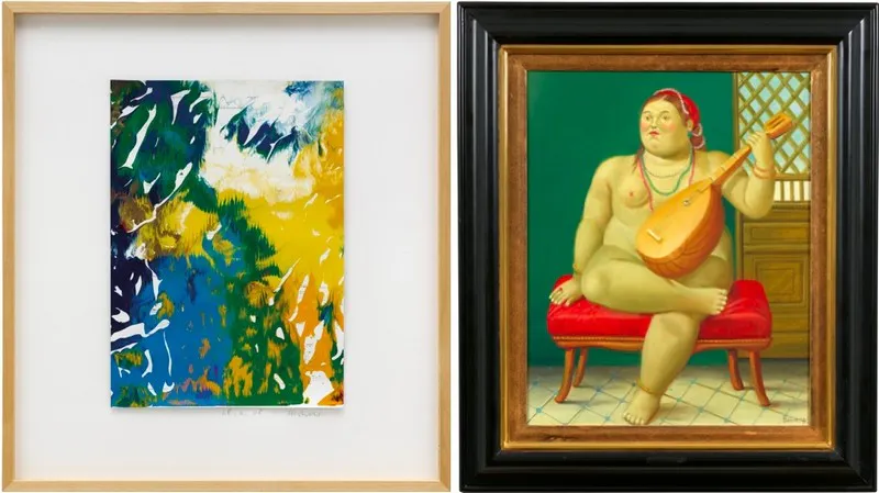 Izquierda: GERHARD RICHTER. Sin título. Firmado (2008) Derecha: FERNANDO BOTERO. "Odalisque" (1998)
