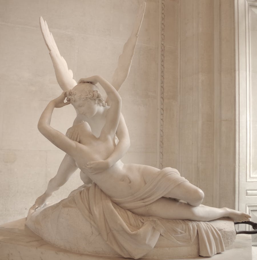Antonio Canova, Psyche Revived by Cupid's Kiss, 1787-1793, Louvre Museum. Photo via Wikimedia Commons