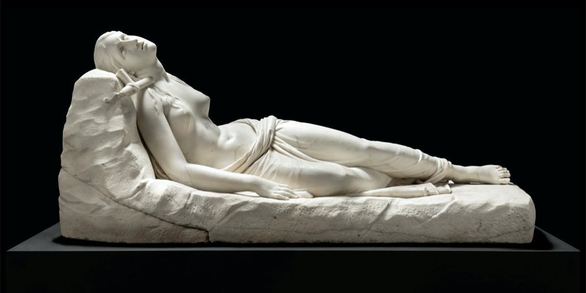 Antonio Canova (1757 Possagno - 1822 Venice), Maddalena Giacente (Recumbent Magdalene), 1819-22, marble, 75 x 176 x 84.5 cm. Photo © Christie's (detail)