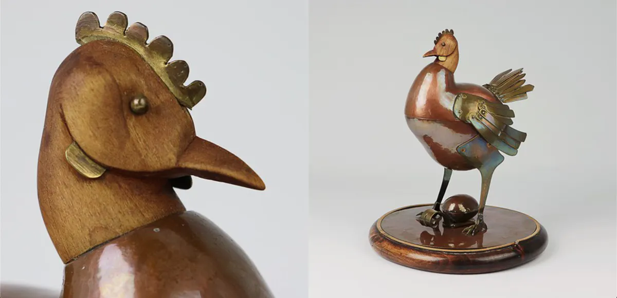 Richard Riemerschmid (1868 München 1957), Eierkocher "Huhn mit Ei", Kupfer, Messing, Holz, J. Winhart & Co. München, 1896 | Fotos: © AH Franke