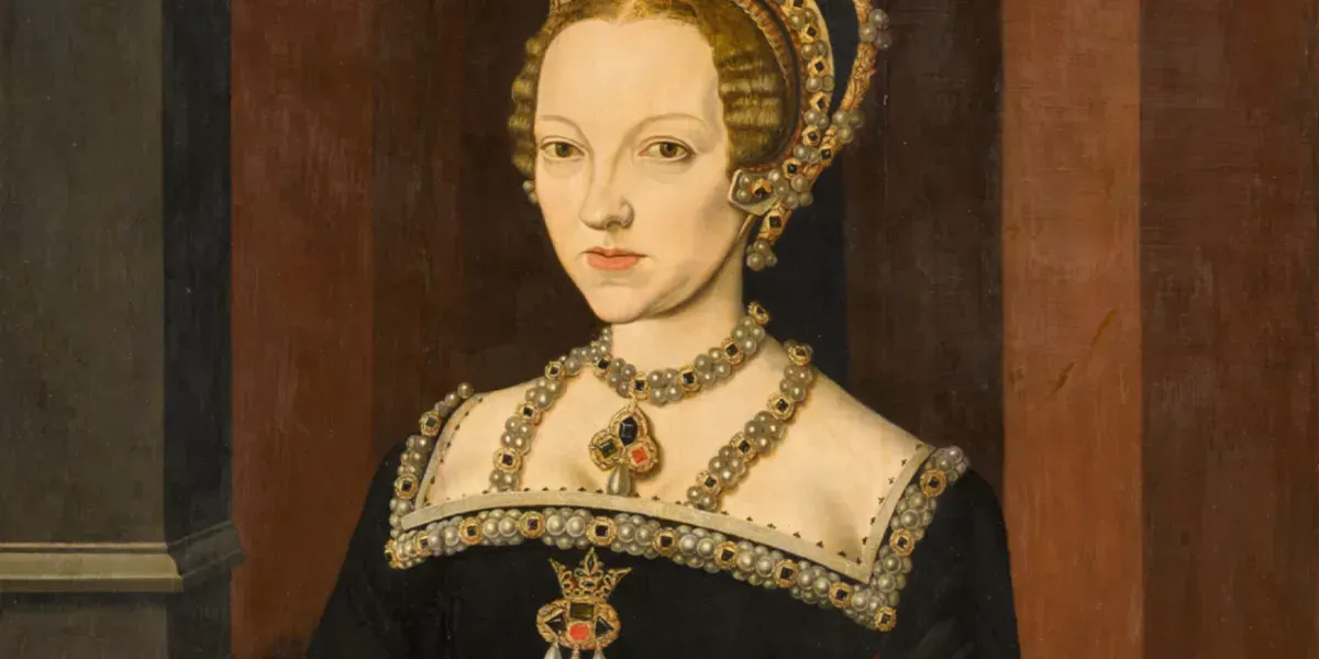 Master John (attr.), Portrait de Katherine Parr (1512-1548), reine d'Angleterre et d'Irlande, huile/chêne, 92,3 x 71,a8 cm. Image © Sotheby's (détail)