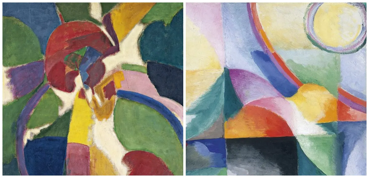 SONIA DELAUNAY. Contrastes simultáneos (detalle). Óleo sobre lienzo (1913). Imagen vía: Museo Nacional Thyssen-Bornemisza (Madrid)