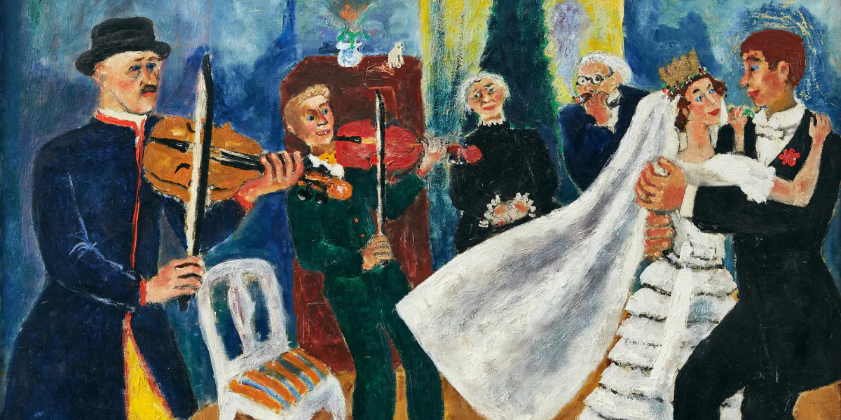 Bror Hjorth's painting 'Peasant Wedding' from 1924 will debut at Uppsala Auktionskammare on 10 November. Photo © Uppsala Auktionskammare (detail)