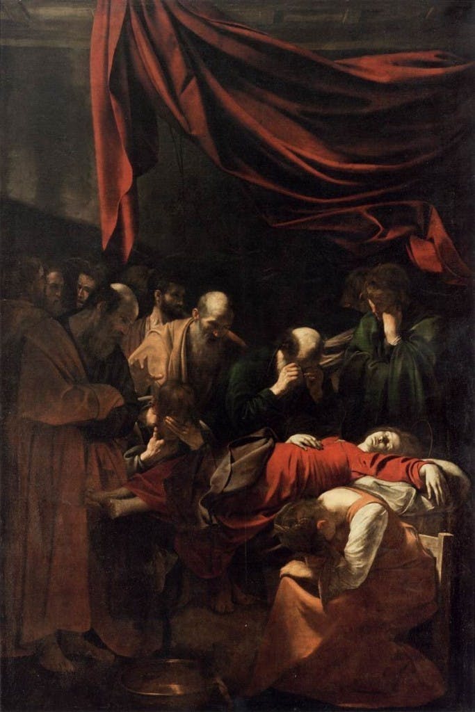 Caravage, La mort de la Vierge Marie, 1606, image via Wikipedia
