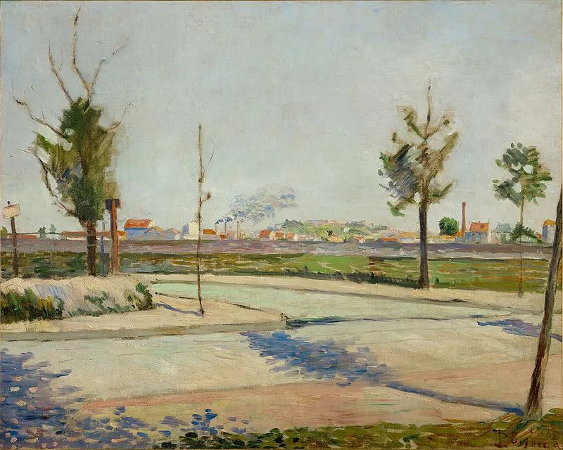 Paul Signac (1863-1935), Route de Gennevilliers, 1883, oil on canvas, 73 x 91.5 cm, Musée d'Orsay, Paris. Public domain image
