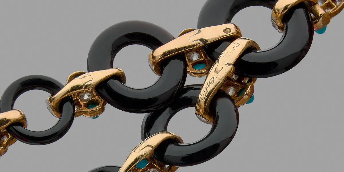 Cartier, collier en platine et or jaune (détail), vers 1925, ancienne propriété de la Baronne Bethsabée de Rothschild, image © Baron Ribeyre & Associés