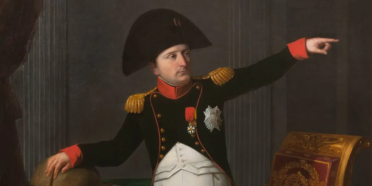 Angélique Mongez, Napoleone in uniforme da colonnello degli Chasseurs de la Garde, olio su tela, 1811. Immagine di pubblico dominio (dettaglio)