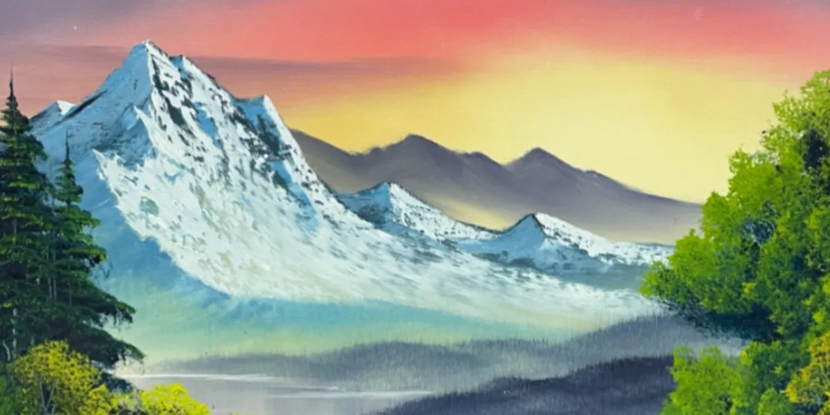 Bob Ross, Sunset. Image © Hess Fine Auctions (detail)