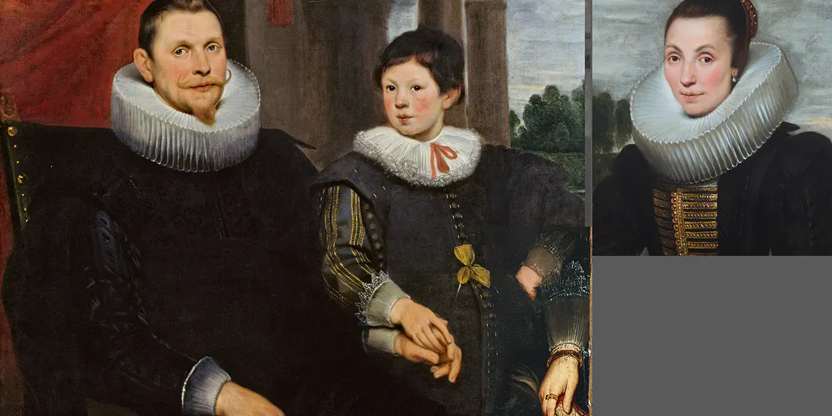 Jørgen Wadum's reconstruction of the family portrait by Cornelis de Vos. Image © Nivaagaards Malerisamling (detail)