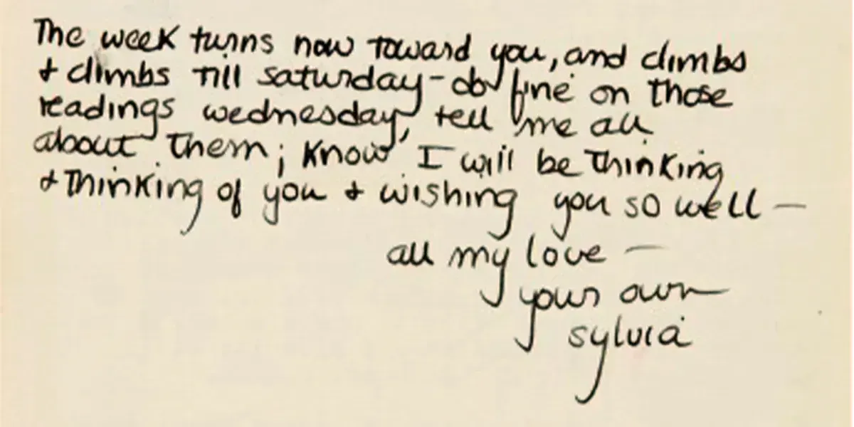 Silvia Plath, lettre signée à Ted Hughes, 21 octobre 1956. Photo © Sotheby's